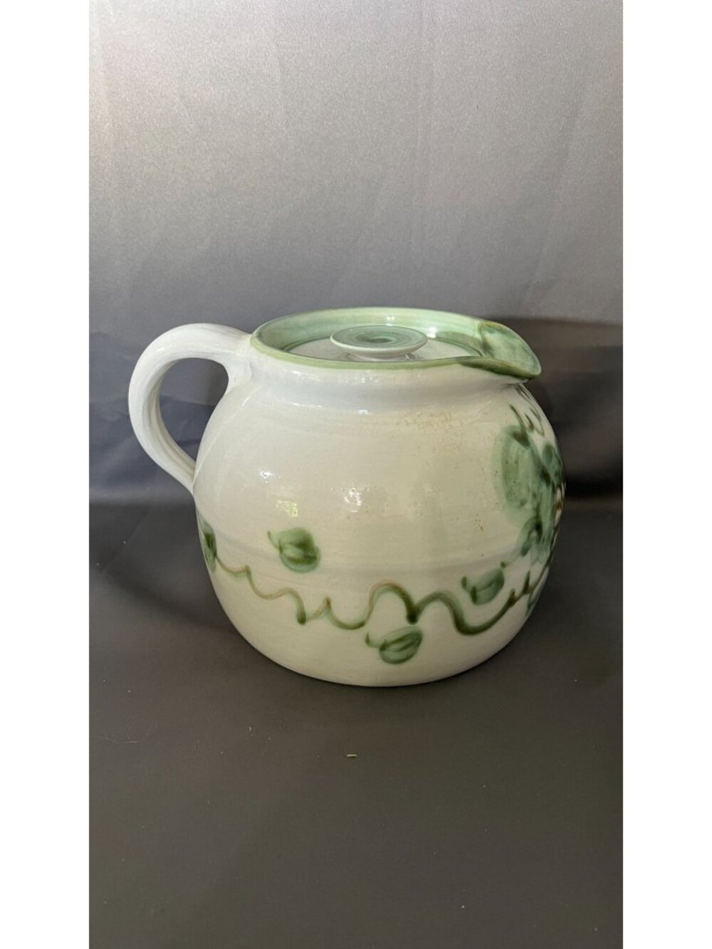 John B. Taylor Handcrafted Pottery Pitcher/Bean Pot With Lid – Harvest Theme - Picture 3 of 12